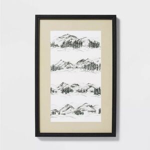 Studio McGee 16x24 Stacked Mountain Sketch Framed Wall Art